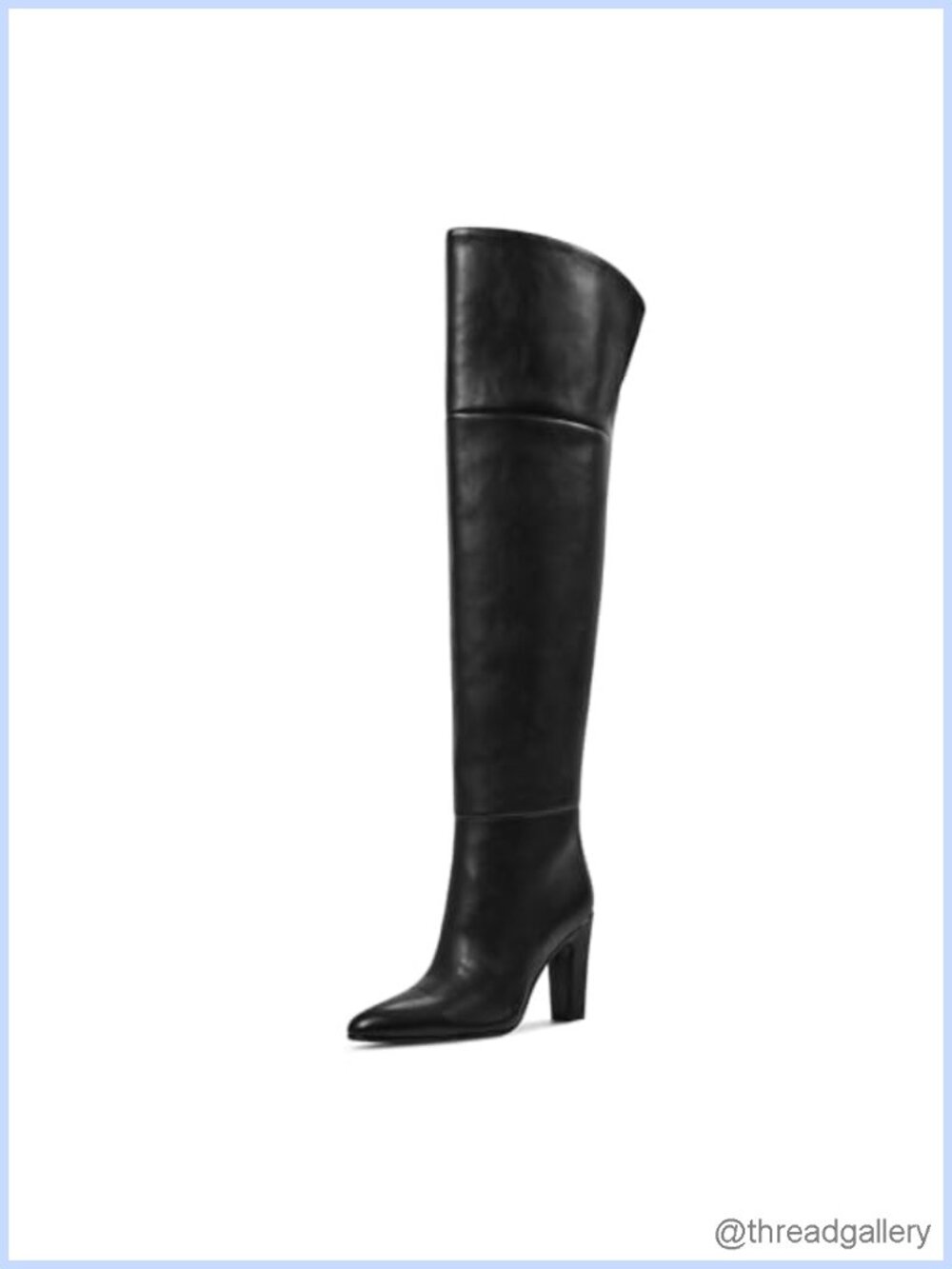 Faux Leather Thigh High Over Knee Boots Pointed Toe Block Heel